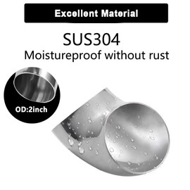 YONYONICE 4Pcs OD 2 Inch 45 Degree SS304 Stainless Steel Bend Tube Exhaust Elbow Pipe for automotive exhaust modification or stair handrail, silver polish，Exhaust System 2" Piping.