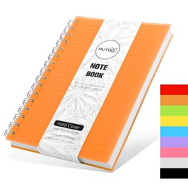 HIJYOO Notebook A5, 300 pages/150 sheets Wirebound Spiral Notebooks, A5 Lined Notepad PVC Waterproof Cover, Journal Notebook for Office School Home Business Writing & Note Taking, 14.5 x 21cm-Orange
