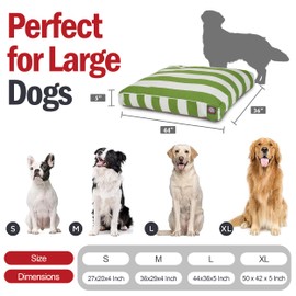 Majestic Pet Shredded Memory Foam Dog Bed Large with Removable Washable Cover - Rectangle Orthopedic Dog Bed–Durable Dog Crate Bed-Flat Dog Bed for Senior Dogs - (44x36) L - Vertical Stripe - Sage