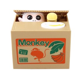 Powerking Stealing Coin Money Box, Monkey Piggy Bank Stealing Money Coin and Saving Coins Penny Box Bank Toy Birthday For Kids and Children