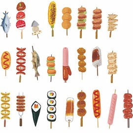 moin moin 2304sor87 Bookmark, Bookmark, Skewers, 30 Piece Set, Paper, Hood, Kushikatsu, Meat, BBQ, Food, Real, Delicious, Funny, Hand-wound Sushi