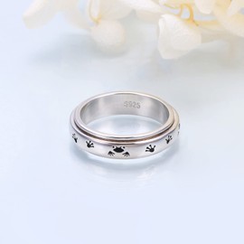 DAOSHANG Frog Paw Fidget Ring Sterling Silver Anxiety Rings, Spinner Rings Fidget Rings for Anxiety for Women Teens (9)