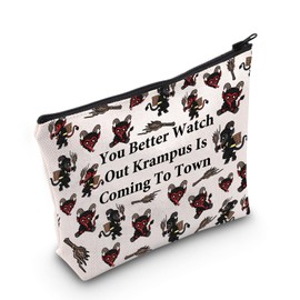MNIGIU Krampus Fan Gift You Better Watch Out Krampus Is Coming To Town Makeup Bag Christmas Demon Gift Terror Lover Gift