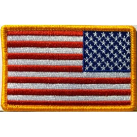 FAST SERVICE DESIGNS USA Flag LEFT Patch With Hook & Loop Fastener AMERICAN Military Gold Border #8