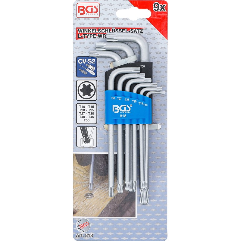 BGS 818 Allen Key Set, T-Profile (for Torx) with Ball