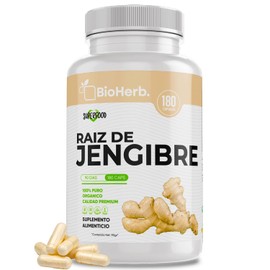 BioHerb Extracto de Jengibre 100 Puro (Rico en Vitamina C, B6 y Niacina) - [Extremadamente Eficaz] - 180 Capsulas de 500mg - (Para 90 Dias de...      