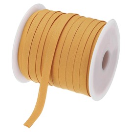 MECCANIXITY 1/4 Inch Double Fold Bias Tape Continuous Bulk Cotton Bias Tape for Sewing Seaming Quilting Hemming Binding Crafts (Dark Yellow 50 Yards)