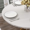 Round Vinyl Fitted Tablecloth with Flannel Backing Elastic Edge Design