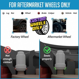 Wheel Accessories Parts 27 Pcs M12x1.5 12x1.5 Thread Car Spline 35mm 1.38" Long Lug Nuts Black Dual Hex Key 13/16" and 3/4" Hex Fits Ford Bronco 2021+ All Models (Except Raptor)