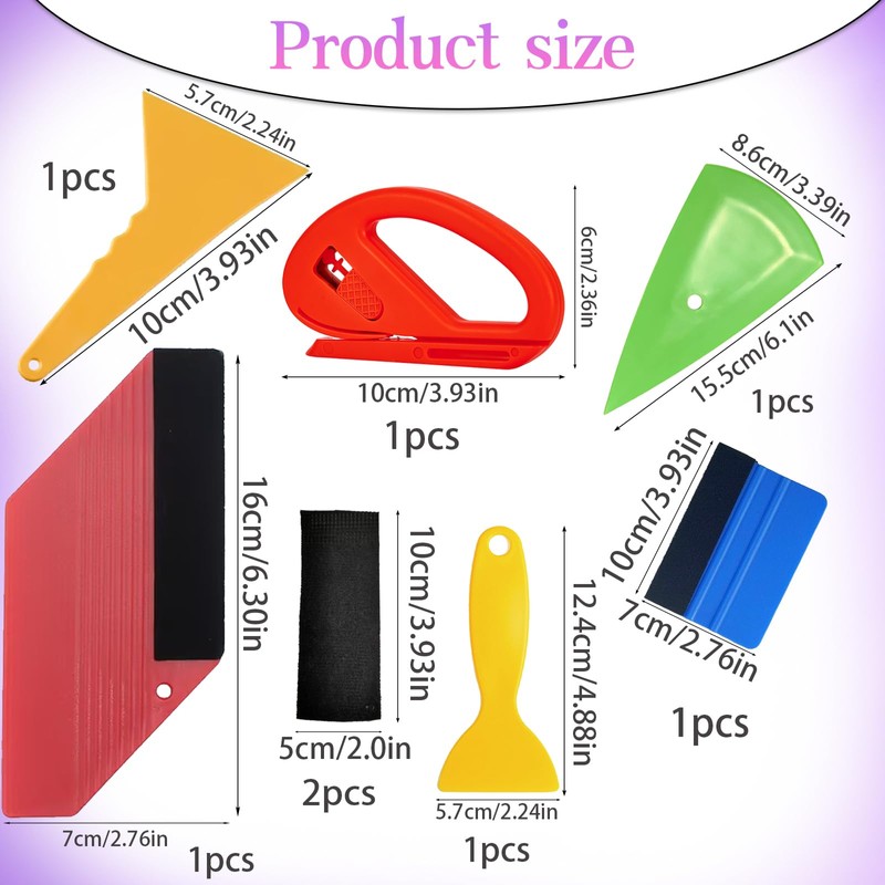 8Pcs Vinyl Wrap Tools, Wallpaper Smoother Kit with 5 Multi-Function