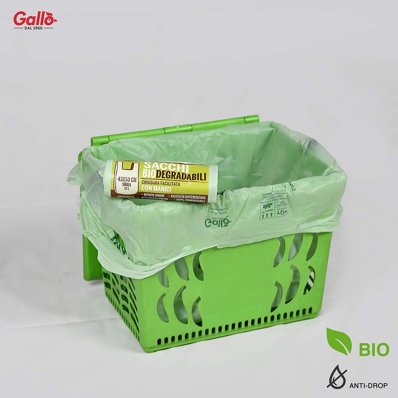 Gallo 45 Robust Bags with Handles, Organic, Biodegradable and Compostable,
