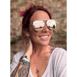 DAX Eyewear - SHAY Aviator Sunglasses for Women & Men - Hair Friendly & Tangle Free Nose Piece - TAC Polarized UV400 Protected Lens - Color: Gold