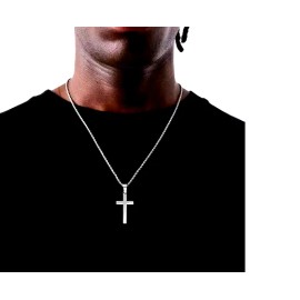 Fashion Jewelry CHRISTIAN CROSS PROTECT Pendant DIAMOND Cut 925 Sterling Silver 22" Necklace Men