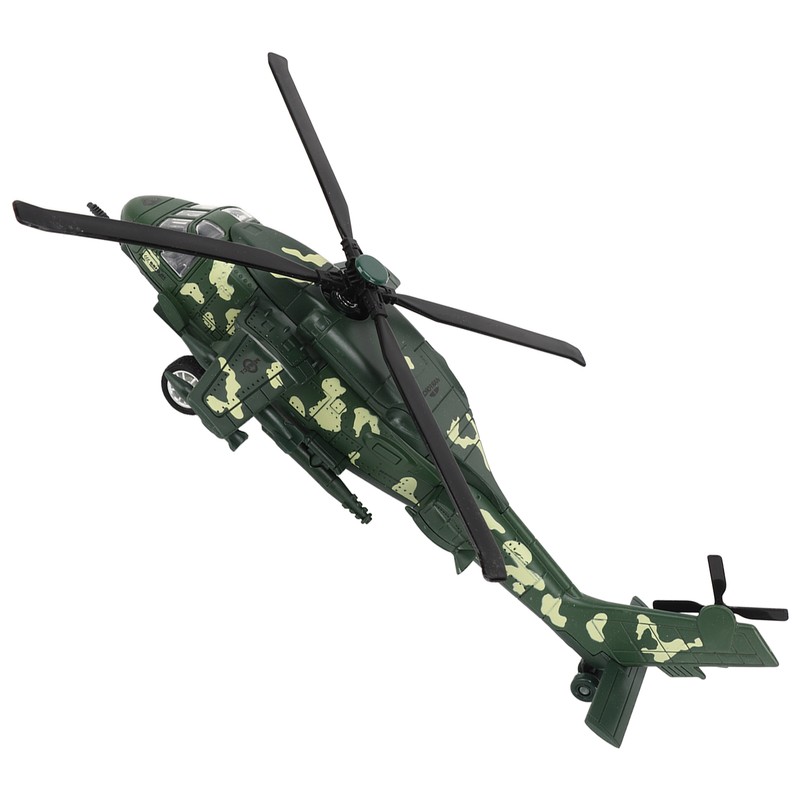 Diecast Metal Helicopter Model Sound Light Pullback Alloy Fighter Aircraft
