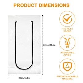 Les-Theresa Temporary Door Dust Sheet Protector with Zip Protective Door Covering 1.2X2.2M U Shape Dust Proof Door Cover, Dust Barrier Zip Plastic Dust Sheets for Decorating Easy Installation (1pcs)