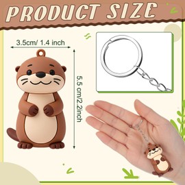 Sureio 48 Pcs 3D Silicone Otter Keychain Bulk Otter Stuff Purse Car Accessories Charm for Animal Lovers Birthday Baby Shower Party Favors
