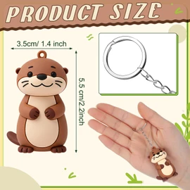 Sureio 48 Pcs 3D Silicone Otter Keychain Bulk Otter Stuff Purse Car Accessories Charm for Animal Lovers Birthday Baby Shower Party Favors