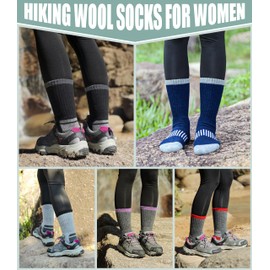 Yebing Merino Wool Hiking Socks for Womens Thermal Warm Winter Boot Crew Cushion Cozy Thick Work Gift Socks 5 Pairs Mixed Color C,Medium