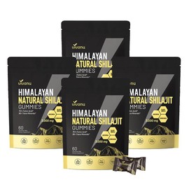 VivoNU Himalayan Shilajit Gummies | With Ashwagandha, Gokshura & other herbs | No added sugar | 60 Gummies:_Pack of 4