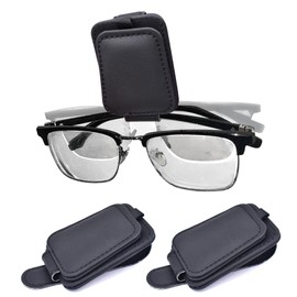 JYMAOYI 2 Pack Leather Car Visor Sunglass Holder, Magnetic Leather Glasses Eyeglass Hanger Clip for Car, Sunglass Clip Glasses Holder for Car Visor