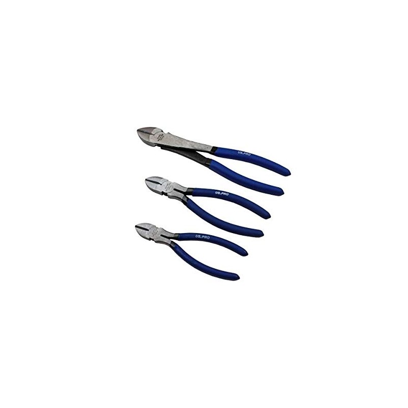 US Pro 3pc Diagonal Side Cutting Plier Set 6", 8",