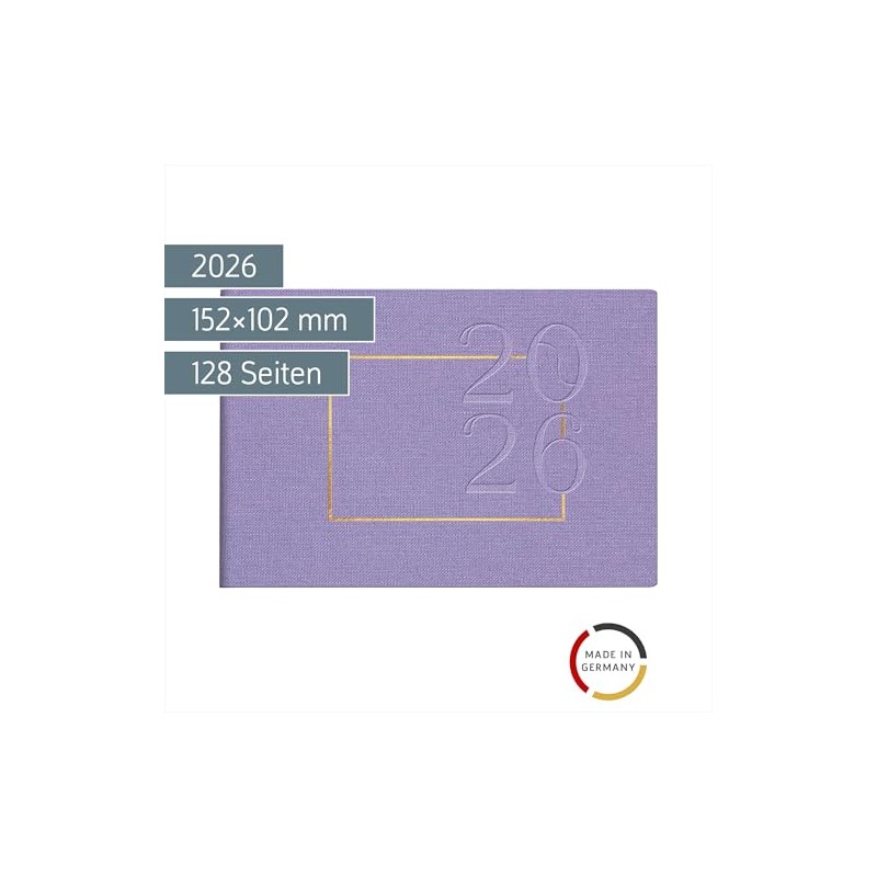 rido/idé Septimus 2026 Pocket Calendar "Lavender" | A6 Landscape Textile