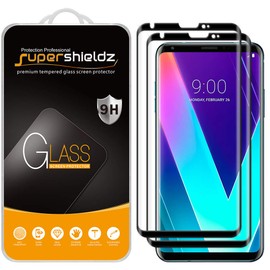 Supershieldz (2 Pack) Designed for LG V35 ThinQ Tempered Glass Screen Protector, (Full Screen Coverage) 0.33mm, Anti Scratch, Bubble Free (Black)