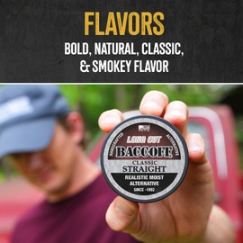 10 Cans, BaccOff, Classic Straight Long Cut, Bold and Natural Flavor, Realistic Moist Alternative