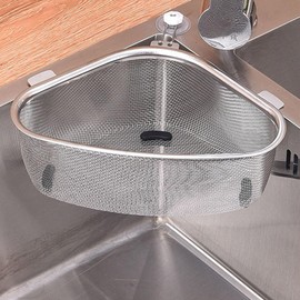 Kitchen Triangle Corner Sink Strainer, Stainless Steel Food Catcher Strainer Sink Strainer Basket, Corner Kitchen Sink Strainer Basket Multifunctional Drain Shelf for Kitchen Waste, Vegetable
