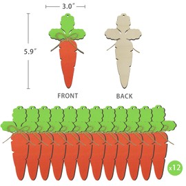 12 Pcs Easter Basket Name Tags, Colorful Easter Gifts Tags for Easter Spring Party Favor Decoration Supplies (Carrot)