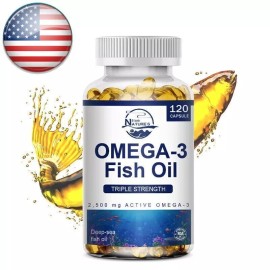 NATURE'S LIVE Omega 3 Fish Oil Capsules Triple Strength EPA & DHA, Burp-Less 120 sofgels NEW