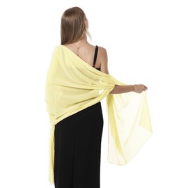 Chiffon Shawls and Wraps for Evening Dresses Women Elegant Soft Scarf Bridal Scarve Wedding Stole (Yellow, One Size)