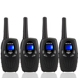 Retevis RT628 Walkie Talkies, Long Range Walkie Talkies for Adults, Belt Clip Key Lock Crystal Voice, Family Two Way Radios 4 Pack with for Camping Hiking(Black,4 Pack)