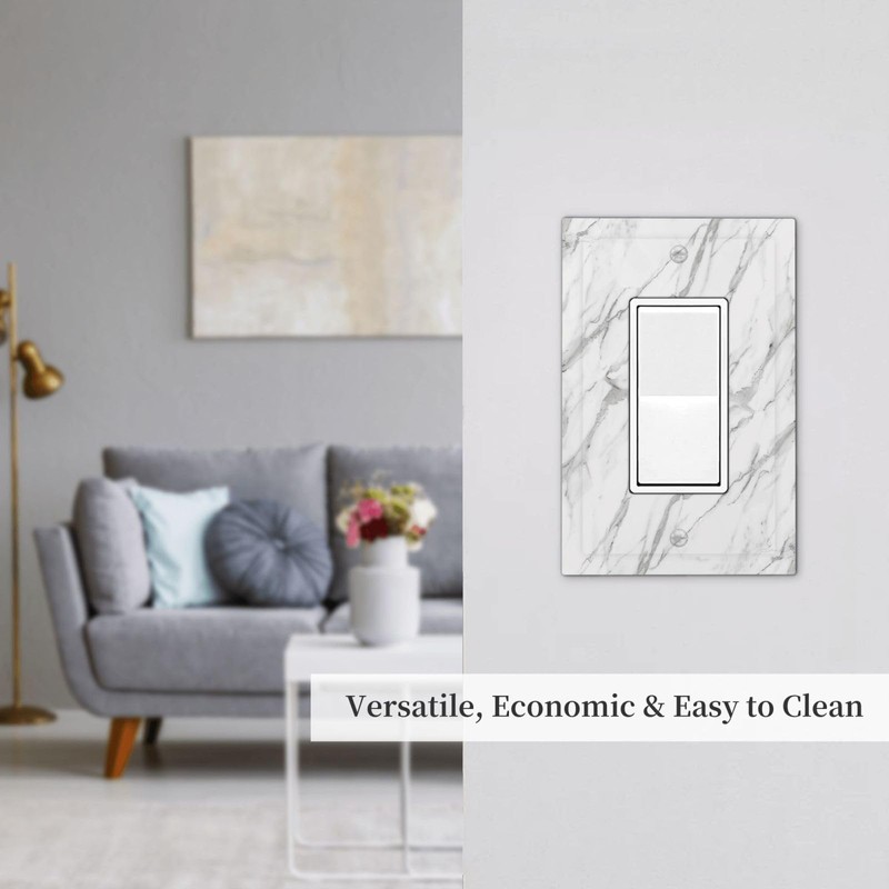 OILbiexn Decorative Outlet Covers with Modern Grey White Marble Print