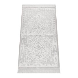 ihvan online, Soft Plush Lux Velvet Muslim Prayer Rug | Thick Janamaz | Sajadah | Soft Islamic Prayer Rug | Islamic Gifts | Prayer Carpet Mat, Elegant, Color: Cream