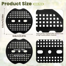 300Pcs Garden Staples Plastic Buffer Washer, Landscape Staple Gasket, Barrier Staples Washer, Yard Pins Pad for Barrier Fabric, Black