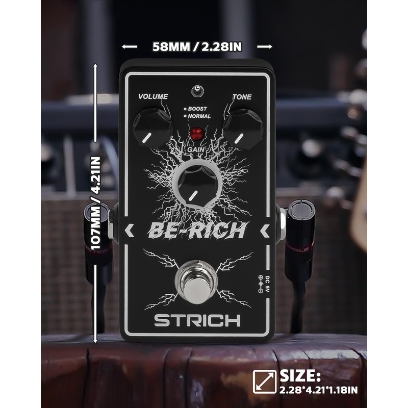 STRICH BE-RICH Tube Overdrive Distortion Pedal for Electric Guitar, Compact