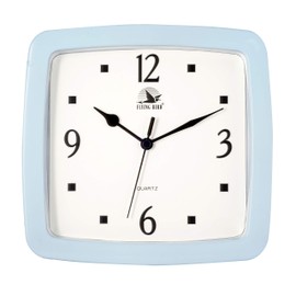 JUSTIME 8.5-inch Quality Square Water Resistant Quartz Wall Clock Special for Small Space, Office, Boats, RV (W40025-SB Sky Blue)