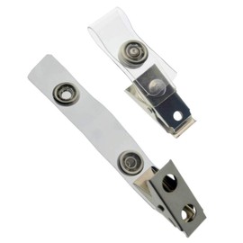 100 Pack - Metal Badge Clips for I'd Name Tag - Secure Vinyl Snap Strap Holder with Bulldog Clip - Slide Through Slot Hole Cards for Visitors, Students, DIY Craft Events & More by Specialist ID