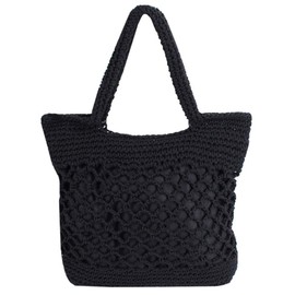 Millya Women Handmade Straw Tote Bag Woven Crochet Top-handle Bag Vacation Beach Handbag