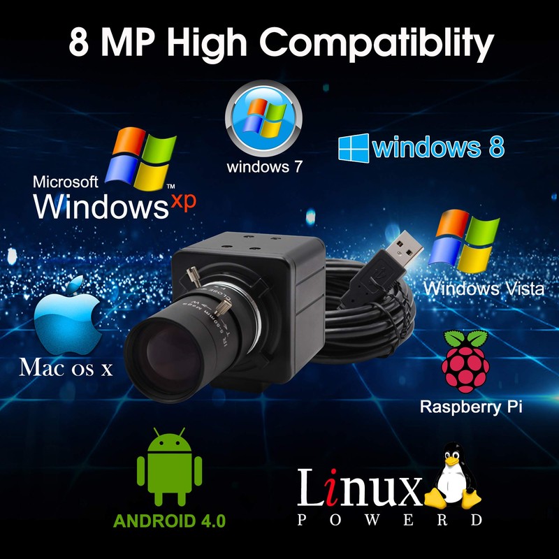 Hotpet 8MP USB Camera 2448P Webcam with Zoom Lens Video