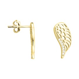 SOFIA MILANI - Women's Earrings 925 Silver with Zirconia Stones - Wings Angel Stud Earrings, Yellow Gold, Zircon