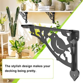 SELEWARE Bird Shelves Brackets Heavy Duty Shelf Brackets Wall Shelf Brackets Metal Corner Brackets, 8" x 7", Corner Brace, Hardware Included, 2 Pack