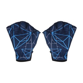 PATIKIL Webbed Swim Gloves, Swimming Aquatic Gloves Printing Water Resistance Training Accessories for Swimming and Diving, S, Dark Blue