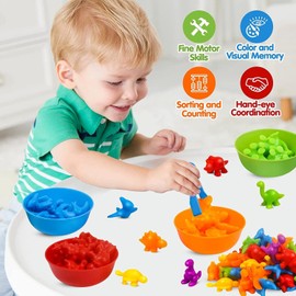 Color Sorting and Counting Dinosaurs Toys for Toddlers 3 5 4 Years Old Preschool Matching Learning Educational Game Montessori Sensory (Dinosaurs)