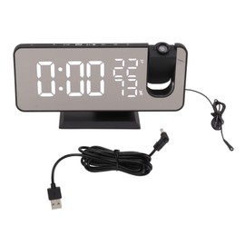 FM Radio LED Digital Smart Alarm Clock LED Digital Projection Alarm Clock for Bedroom Bedside Black Body White Character