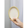 Large Oval Ceramic Soap Dish with Floral Prints, Yellow Trim,
