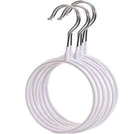 6pcs Belt Scarf Hangers for Closet Nonslip Metal Tie Rings Holder Organizer for Neckties, Shawls Scarves, Veils, Pashminas (White)
