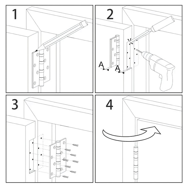 30 Pack Rounded Matte Black Door Hinges 3.5 Inch 5/8"