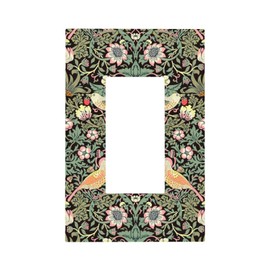 Breezy Elegant Boho Flower Floral Art Decorative 1 Gang Single Decorator GFCI/Rocker Wall Plate Green/Yellow William Bird Strawberry Electrical Receptacle Outlet Light Switch Cover for Dimmer, USB